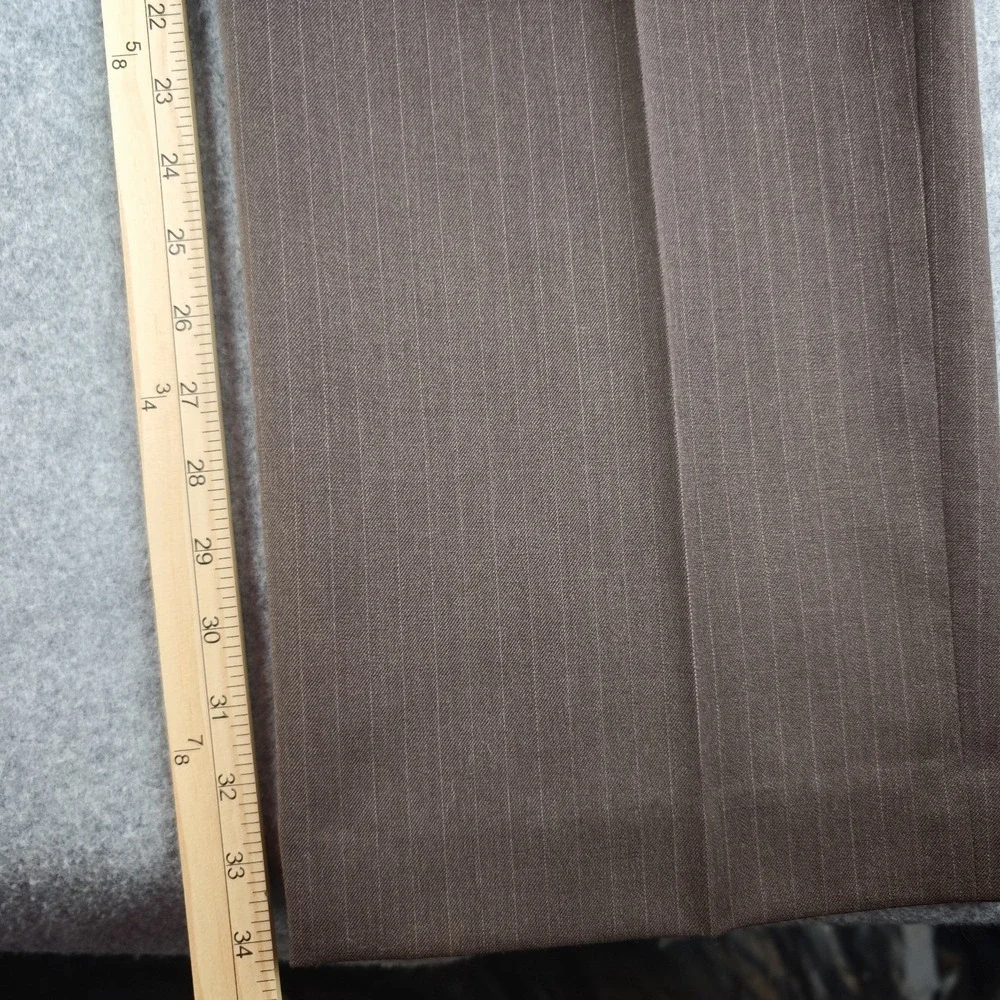 Banana Republic Dress Pants Mens 36x34 Brown Pinstripe Flat Front Wool Blend